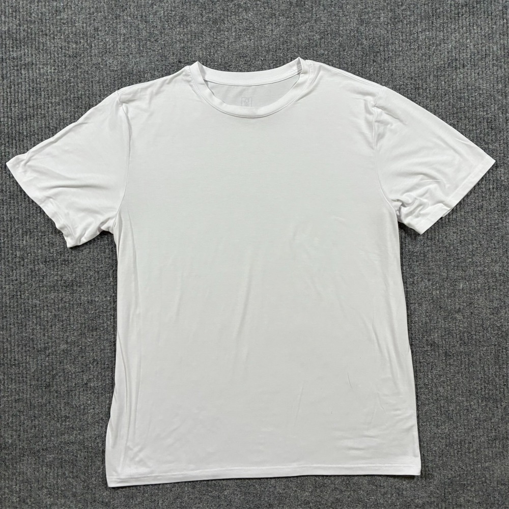 Bamboo Cool Mens T Shirt XL White Lightweight Stretch Short Sleeve Casual Basic